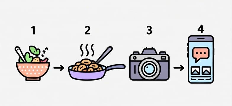 Food to content creation steps