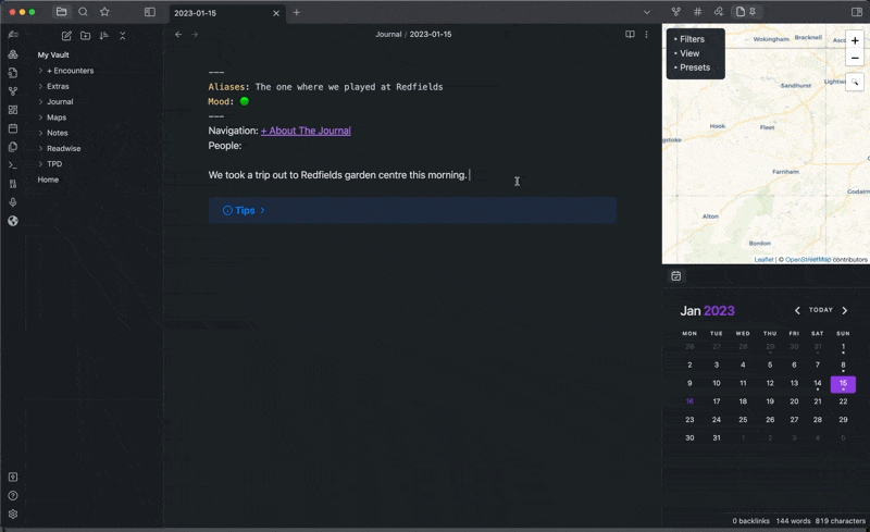 Using Maps in Your Obsidian Journal