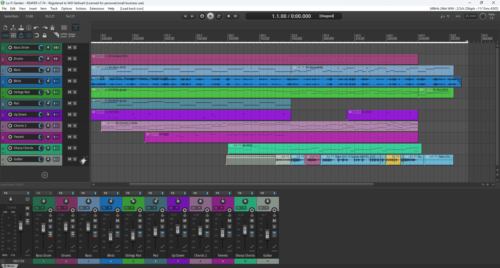 The finished track in Reaper, my DAW of choice