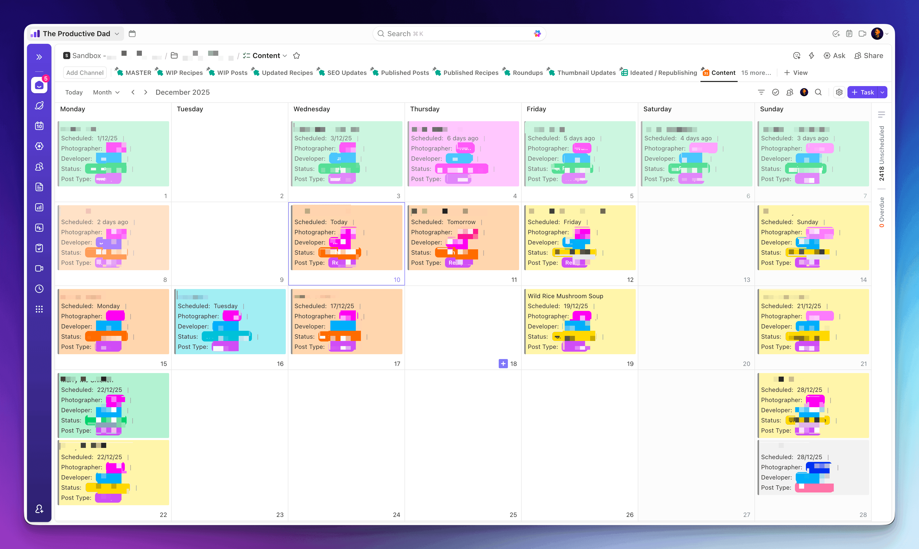 ClickUp calendar view from Airtable